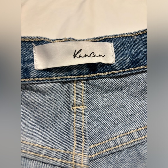 Kancan dark blue to white ombré button fly denim distressed shorts, XL - Picture 2 of 10